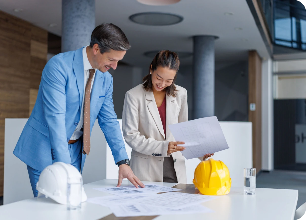 Professionals discussing project details