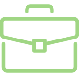 Minimalist green briefcase symbol